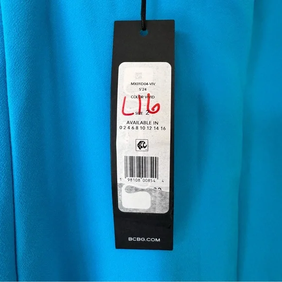 BCBGMaxAzria One Shoulder Cutout Dress NWT Blue Asymmetrical Midi Cocktail Dress - Picture 8 of 12